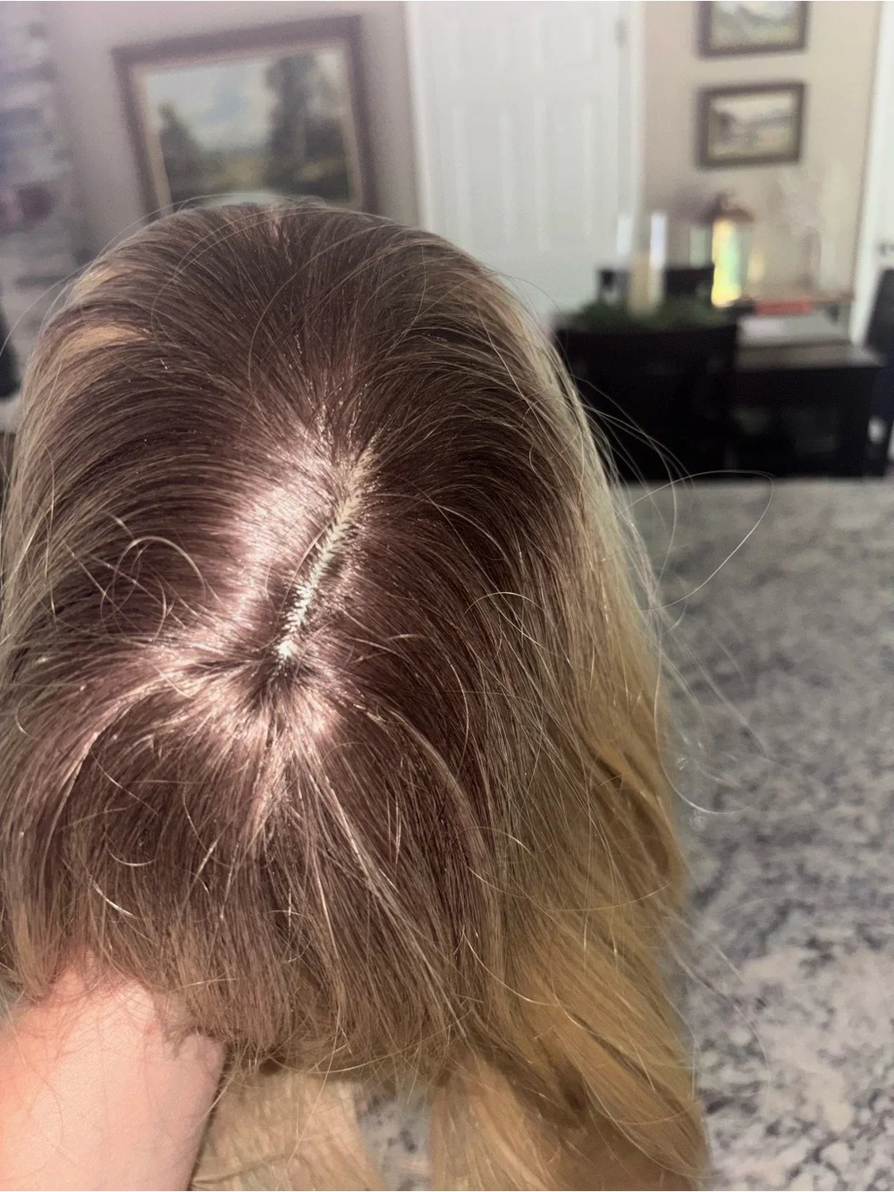Title: Blonde Bob Wig Dark Roots Side Bangs Gently Worn